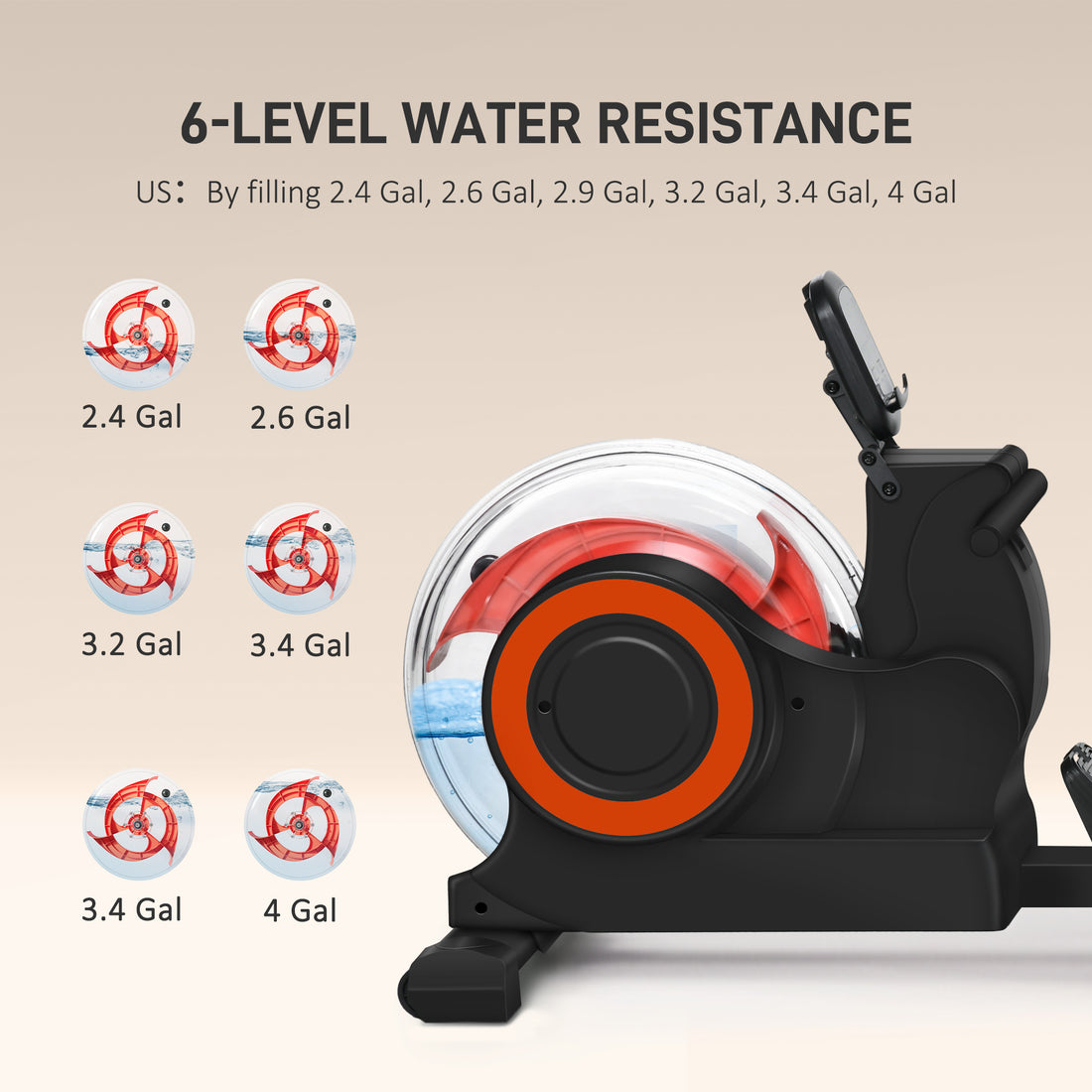 PeakRitual Water Rowing Machine — Foldable Rower with LCD Monitor