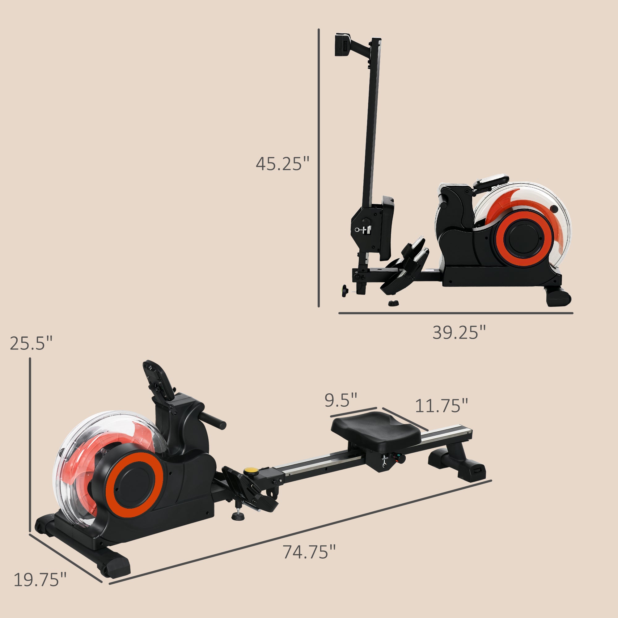 PeakRitual Water Rowing Machine — Foldable Rower with LCD Monitor