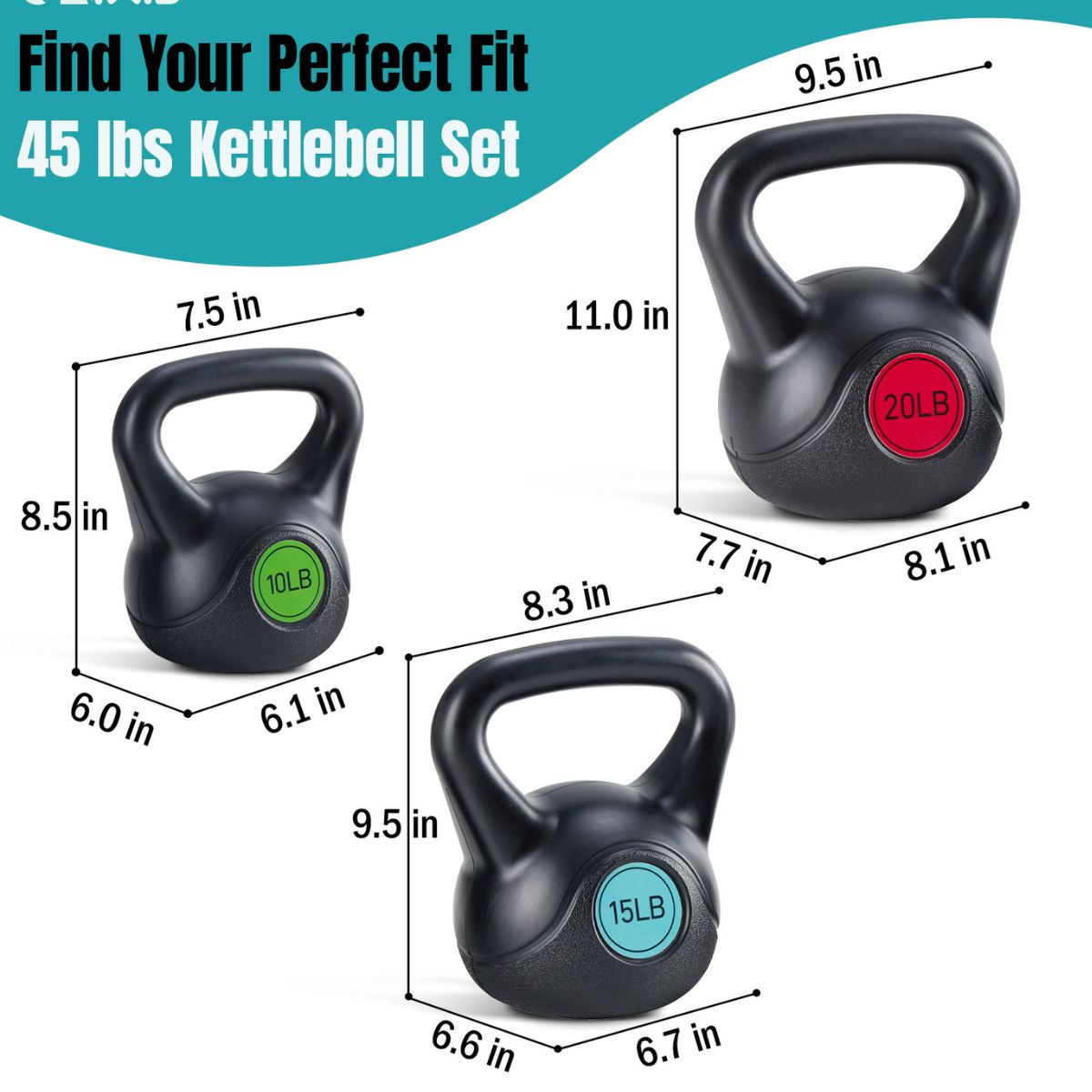 PeakRitual HDPE Coated Concrete Kettlebell Set — Wide Handle Home & Outdoor Gym