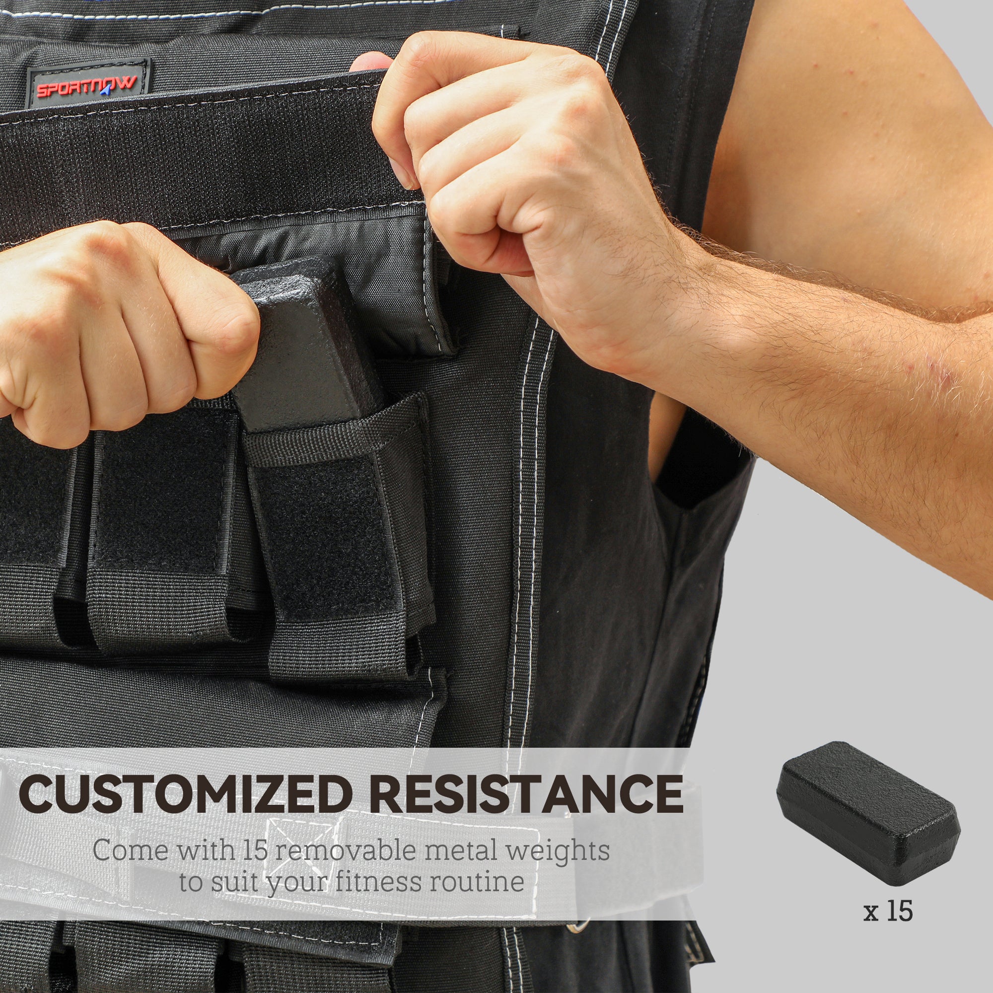 SPORTNOW 15KG Adjustable Weighted Vest — Removable Weights & Reflective Strips