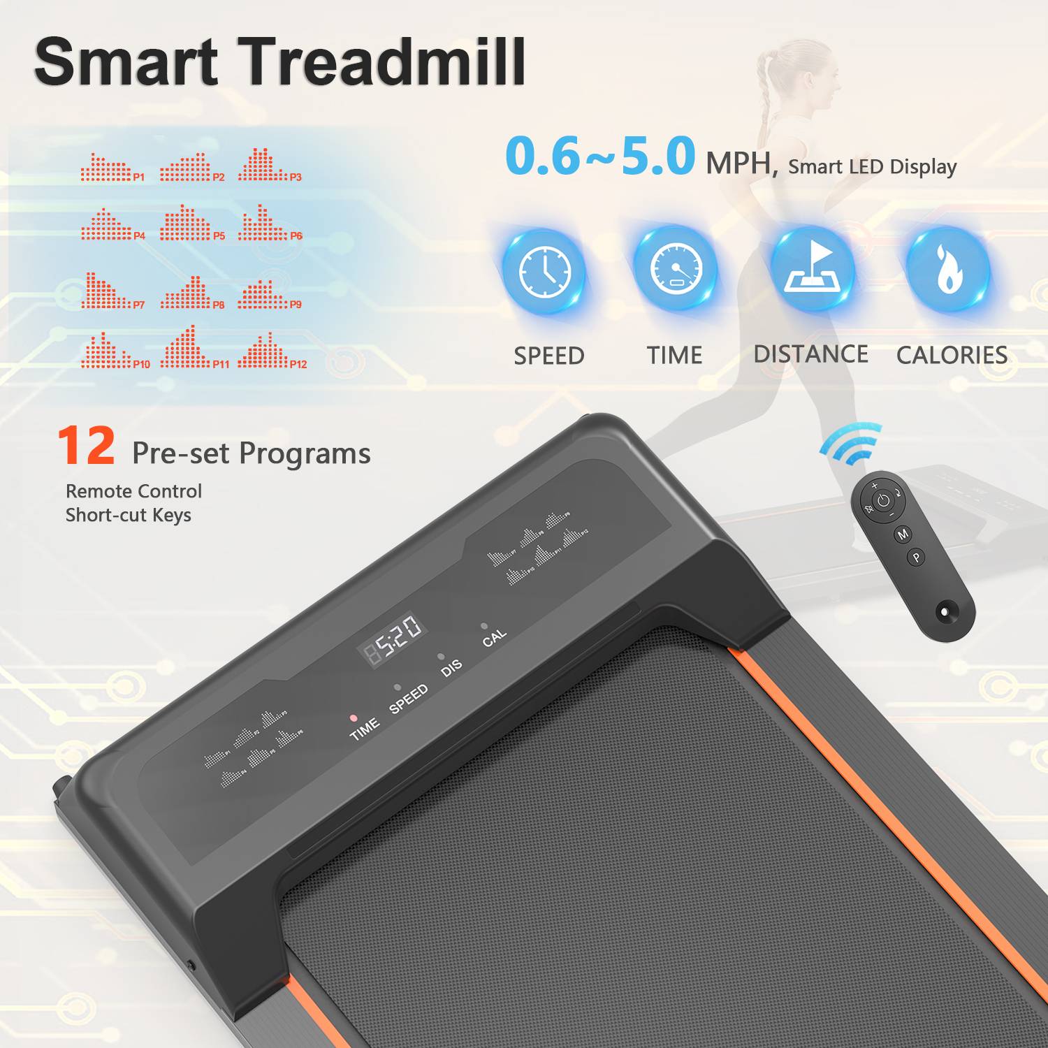 PeakRitual Walking Pad — Under Desk Treadmill with LED Display & Remote