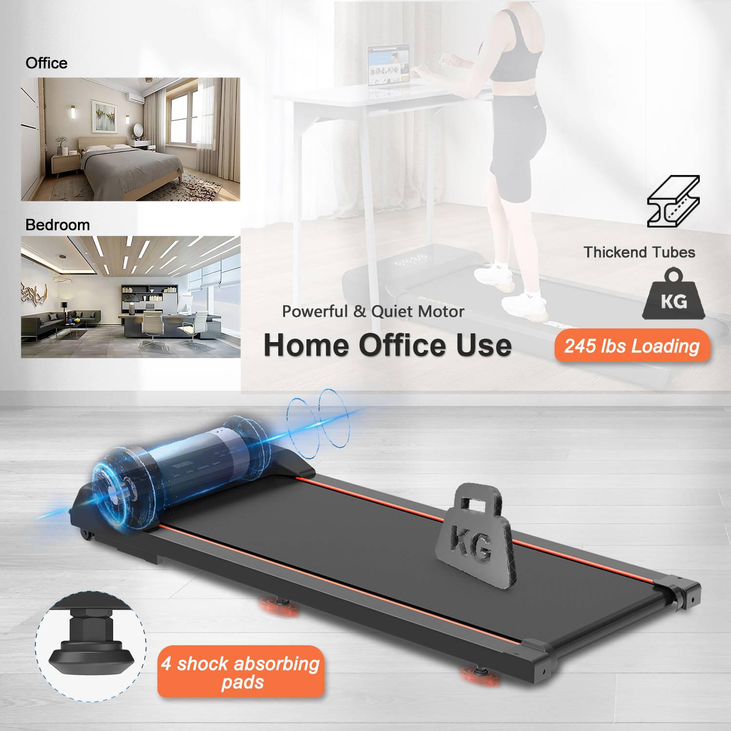 PeakRitual Walking Pad — Under Desk Treadmill with LED Display &amp; Remote