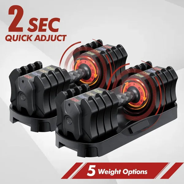 PeakRitual Adjustable Dumbbell Set — 22.5 LB 5-in-1 with Quick-Change Tray