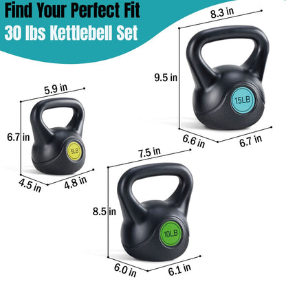 PeakRitual HDPE Coated Concrete Kettlebell Set — Wide Handle Home &amp; Outdoor Gym
