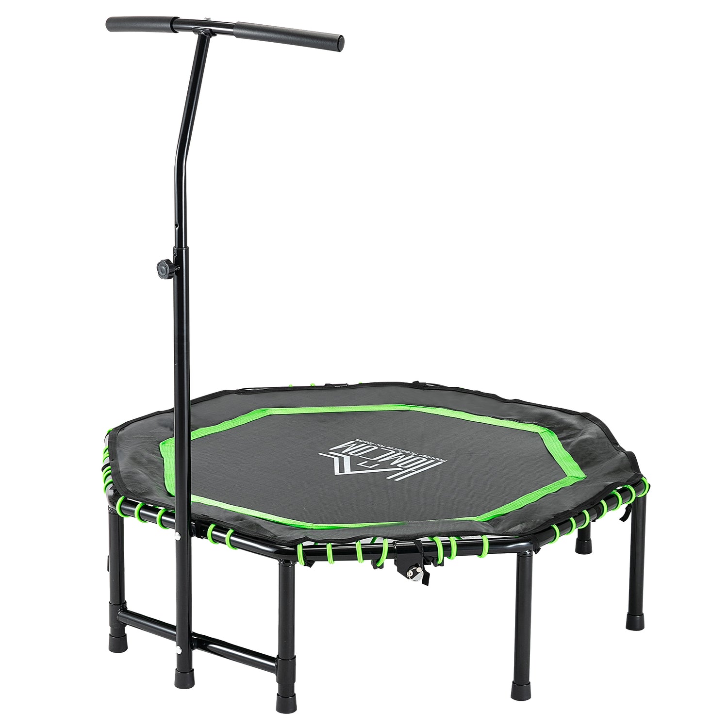 48" Octagonal Mini Fitness Rebounder Trampoline Indoor Outdoor Foldable Mini Jumper With Adjustable Handle, Green