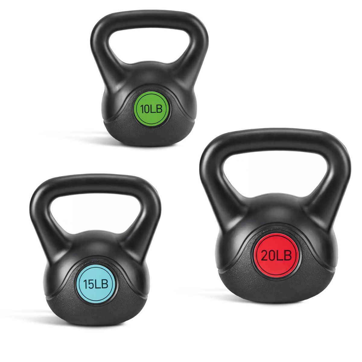 PeakRitual HDPE Coated Concrete Kettlebell Set — Wide Handle Home &amp; Outdoor Gym