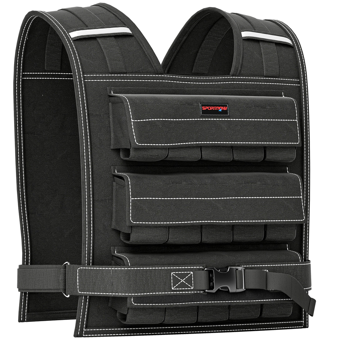 SPORTNOW 15KG Adjustable Weighted Vest — Removable Weights &amp; Reflective Strips