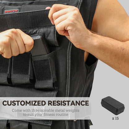 SPORTNOW 15KG Adjustable Weighted Vest — Removable Weights &amp; Reflective Strips