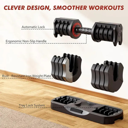 PeakRitual Adjustable Dumbbell Set — 22.5 LB 5-in-1 with Quick-Change Tray
